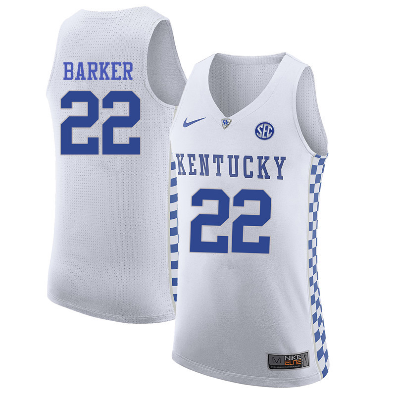 Men Kentucky Wildcats #22 Cliff Barker College Basketball Jerseys-White